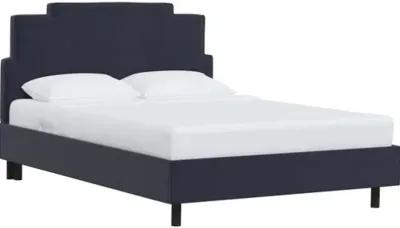 Paxton Velvet Platform Bed - Blue, No Box Spring Required, Upholstered, Comfortable & Durable