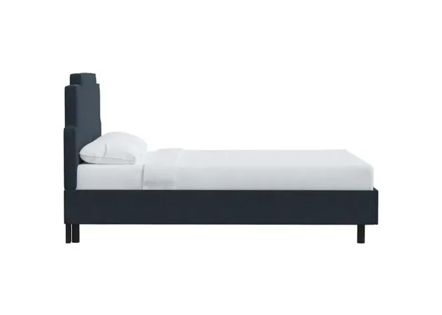 Paxton Linen Platform Bed - Linen Navy - Blue, No Box Spring Required, Upholstered, Comfortable & Durable