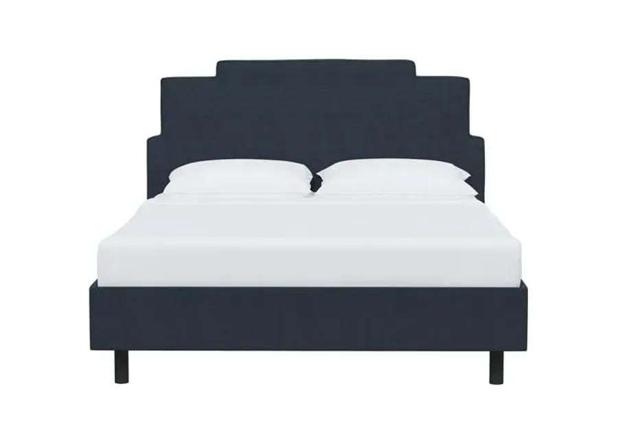 Paxton Linen Platform Bed - Linen Navy - Blue, No Box Spring Required, Upholstered, Comfortable & Durable