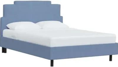 Paxton Linen Platform Bed - Blue, No Box Spring Required, Upholstered, Comfortable & Durable