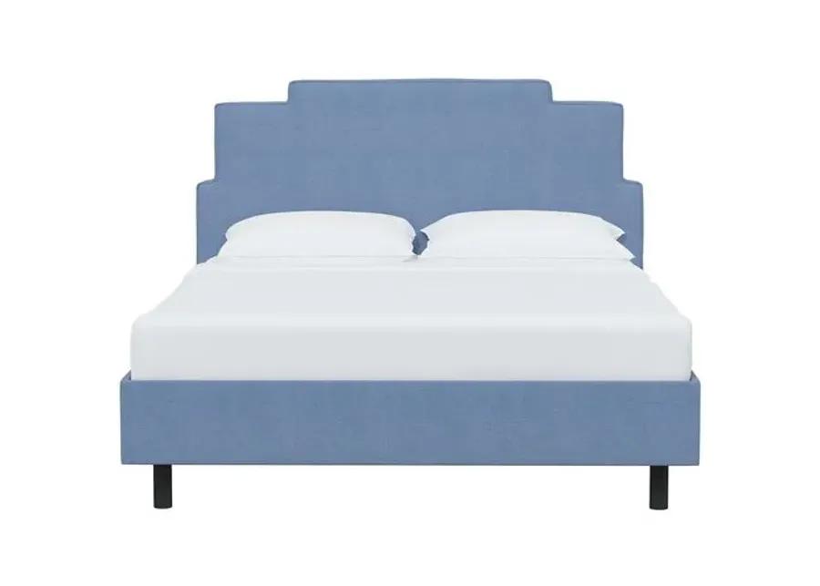 Paxton Linen Platform Bed - Blue, No Box Spring Required, Upholstered, Comfortable & Durable