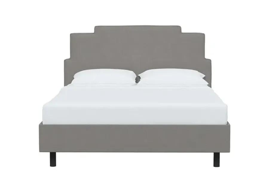 Paxton Linen Platform Bed - Gray, No Box Spring Required, Upholstered, Comfortable & Durable