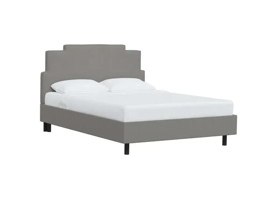 Paxton Linen Platform Bed - Gray, No Box Spring Required, Upholstered, Comfortable & Durable