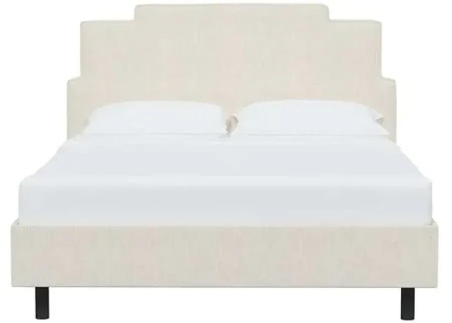 Paxton Linen Platform Bed - Ivory, No Box Spring Required, Upholstered, Comfortable & Durable