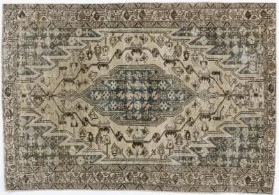 Persian Distressed Mazlagan Rug 4'5X6'3 - Beige - Beige