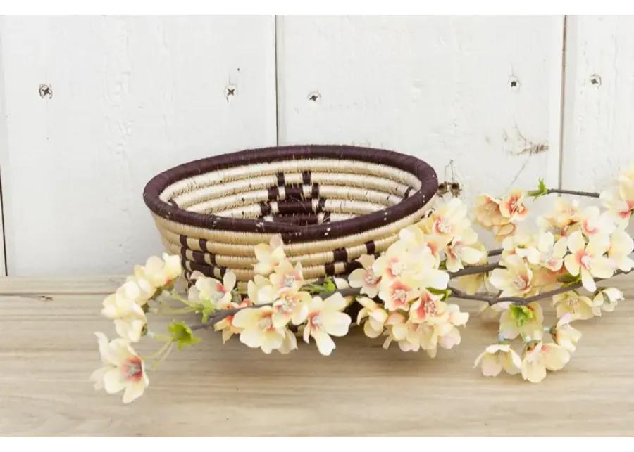 Vintage Floral Weave Basket - de-cor - brown