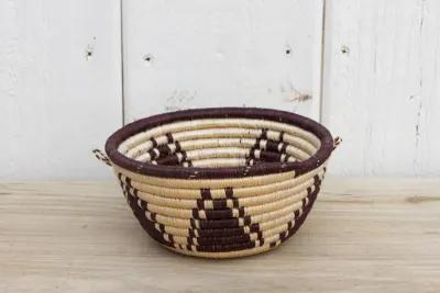 Vintage Floral Weave Basket - de-cor - brown