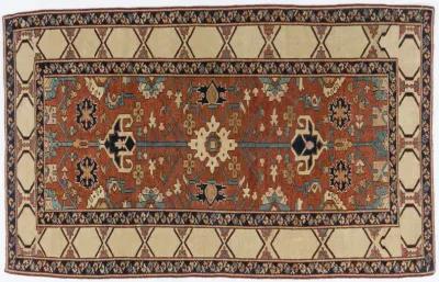 Persian Bakshaish Rug 4'8"x7'4" - Red - Red