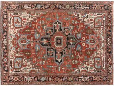 Persian Serapi Heriz Rug 9'7 X 12'6 - Brown - Brown