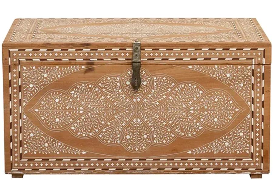 British Colonial Finely Inlaid Trunk - de-cor - Brown