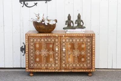 Walnut Marquetry Inlay Buffet Cabinet - de-cor - Brown