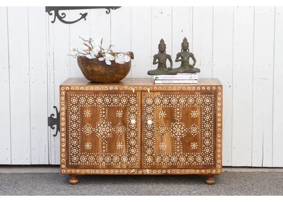 Walnut Marquetry Inlay Buffet Cabinet - de-cor - Brown