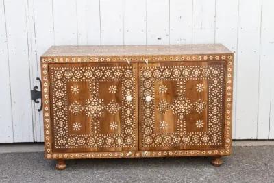 Walnut Marquetry Inlay Buffet Cabinet - de-cor - Brown