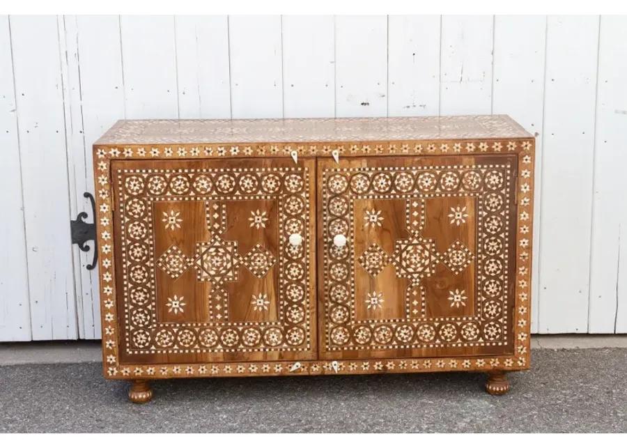 Walnut Marquetry Inlay Buffet Cabinet - de-cor - Brown