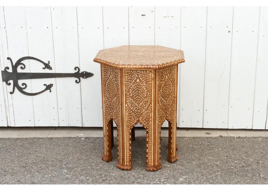 Tall Anglo-Indian Inlay Side Table - de-cor - Handcrafted - Brown