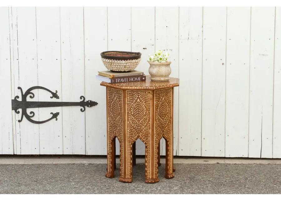 Tall Anglo-Indian Inlay Side Table - de-cor - Handcrafted - Brown