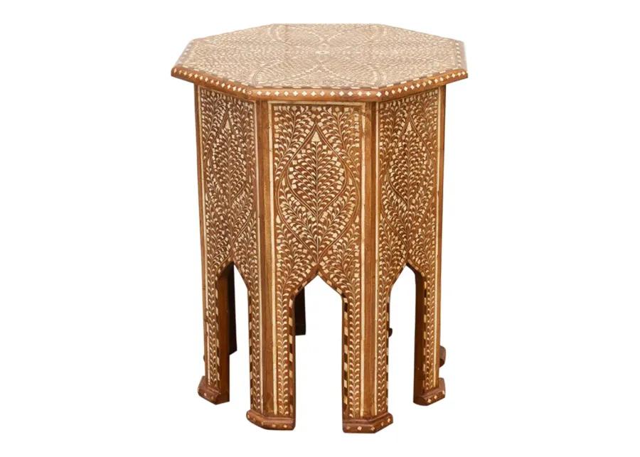 Tall Anglo-Indian Inlay Side Table - de-cor - Handcrafted - Brown