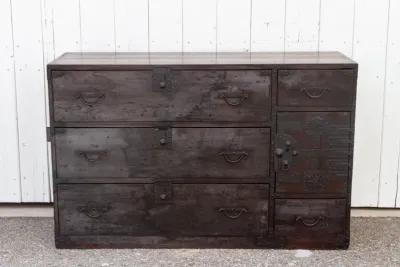 Antique Black Japanese Tansu Dresser - de-cor