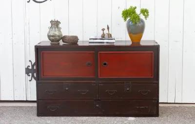 Mixed Wood Antique Tansu Cabinet - de-cor - Brown