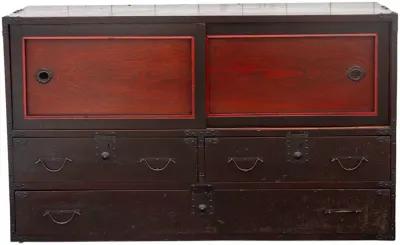 Mixed Wood Antique Tansu Cabinet - de-cor - Brown