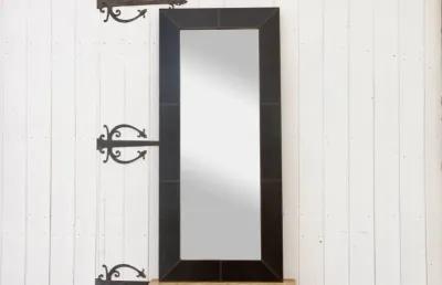 Tall Thai Embossed Leather Mirror - de-cor - Black