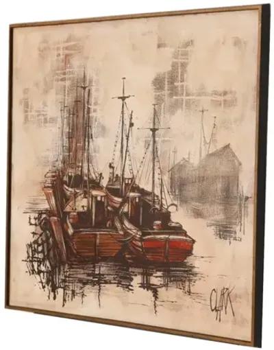 Fishing Boats in the Harbor on Canvas - Interesting Things - Brown