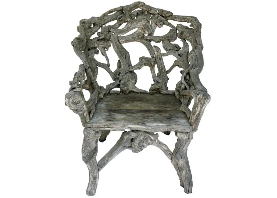 King Handmade Drift Wood Chair - Fleur de Lex Antiques - Handcrafted - Gray