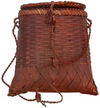 Small Asian Vintage Basket with Lid - de-cor - Brown