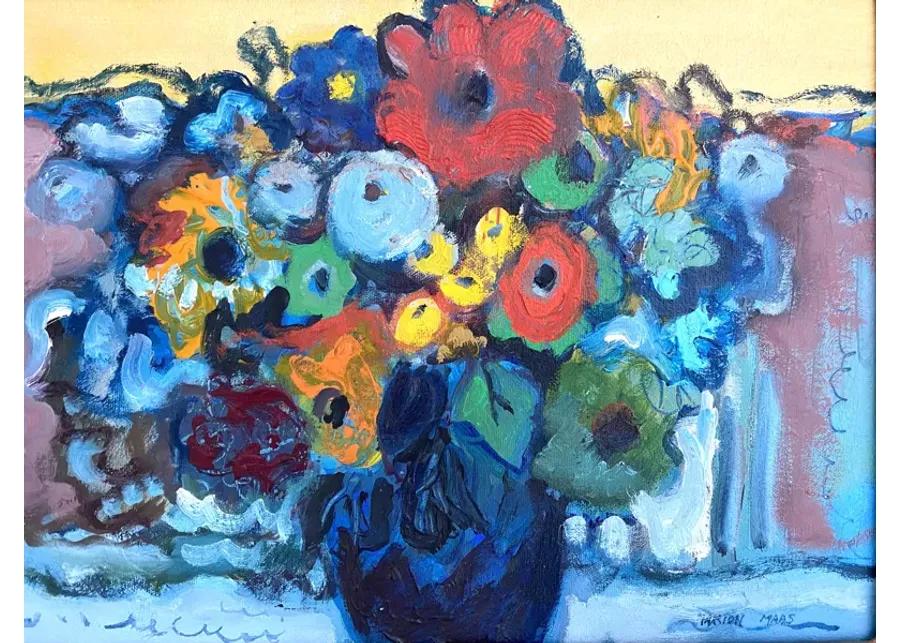 Modernist Floral Still Life Painting - Ballyhoo - Gold