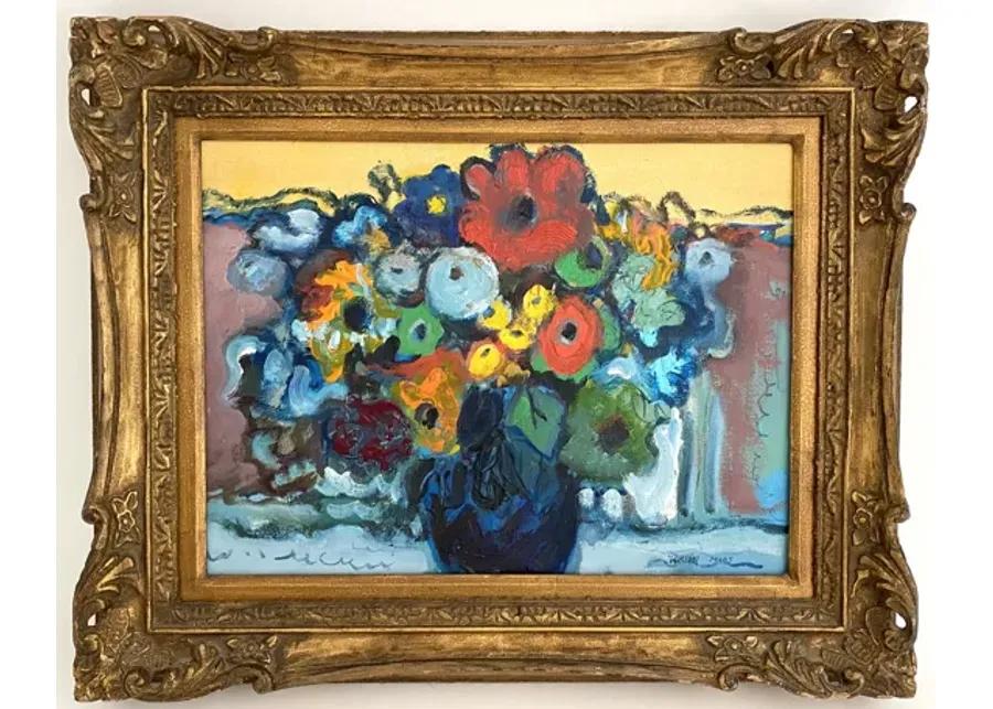 Modernist Floral Still Life Painting - Ballyhoo - Gold