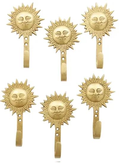 Bohemian Sun Brass Wall Hooks - Set of 6 - Interesting Things - Gold