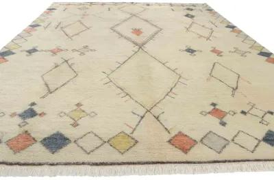 Moroccan Tribal Style Rug - 10'00 x 13'09 - Esmaili Rugs & Antiques - Beige - Beige