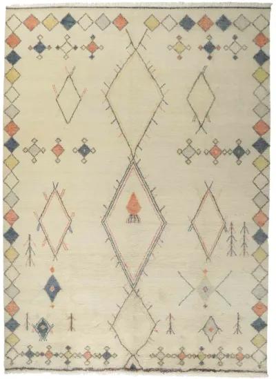 Moroccan Tribal Style Rug - 10'00 x 13'09 - Esmaili Rugs & Antiques - Beige - Beige