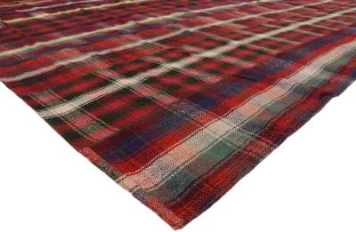 Tartan Kilim Plaid Rug - 12'11" x 15'2" - Esmaili Rugs & Antiques - Red - Red