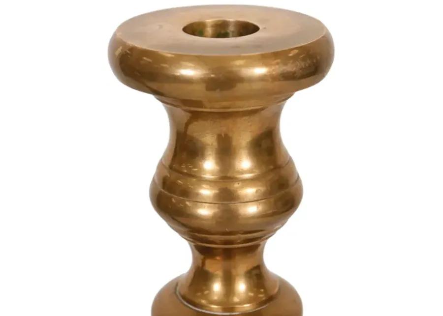 Large Turned Brass Candlesticks - a Pair - Interesting Things - Gold