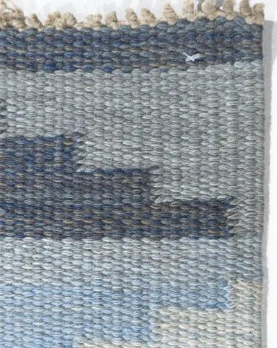 Swedish Scandinavian Area Rug 4'6 X 6'10 - Blue - Blue