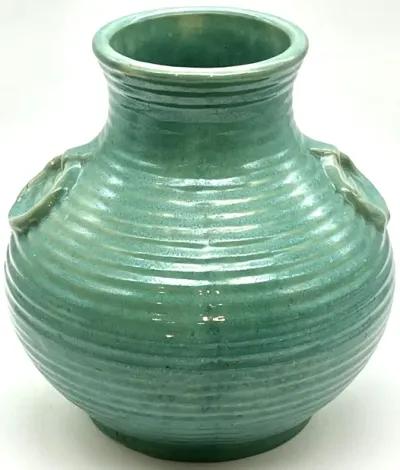 C. 1970s Teal Green Glazed Ceramic Vase - Pilar Collection