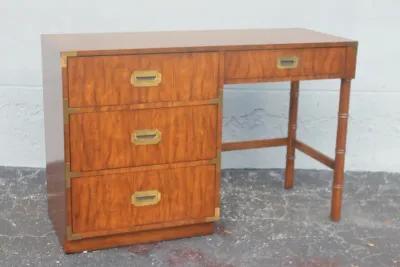 '60's Burl Campaign Writing Desk & Chair - Something Vintage - Brown