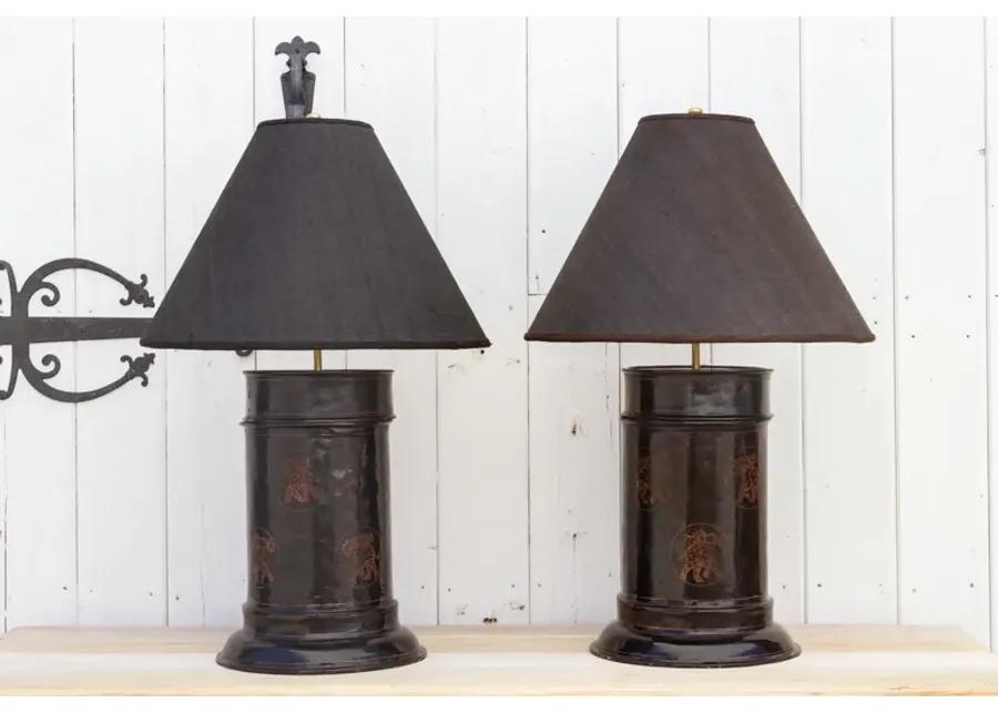 Pair of Burmese Container Table Lamps - de-cor