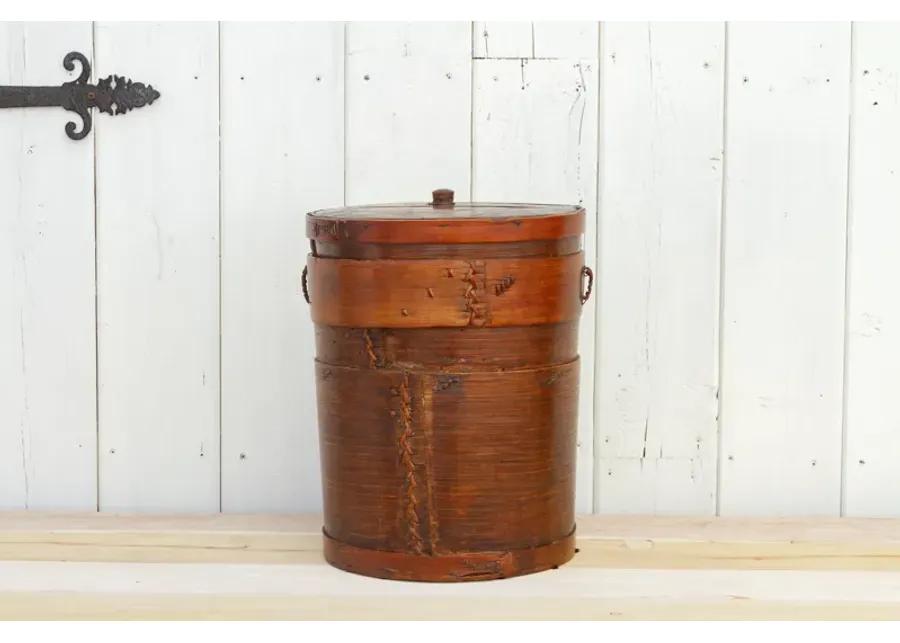 Antique Bamboo Farmhouse Food Container - de-cor - Brown