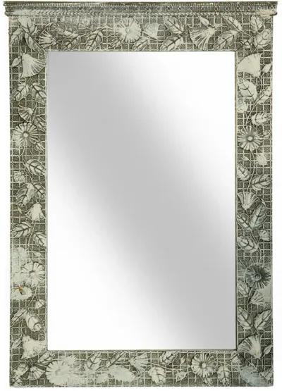 Antique Eastlake Mirror/Flowers on Grid - Fleur de Lex Antiques - Beige