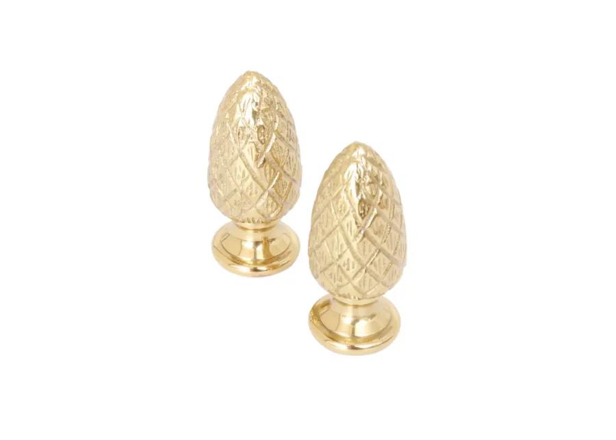 Brass Pine Cone Lamp Finials - a Pair By Interesting Things - Gold - Fits a standard size lamp harp