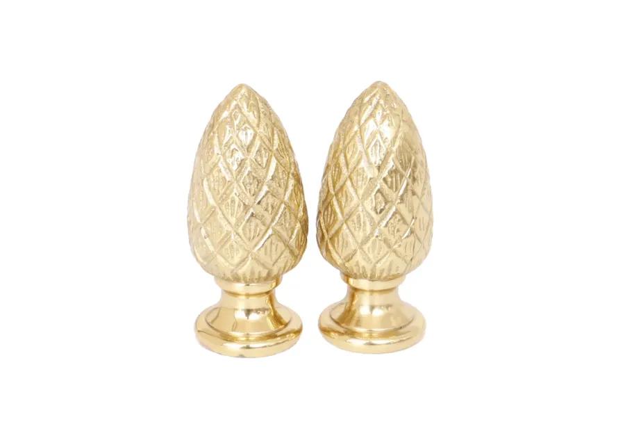 Brass Pine Cone Lamp Finials - a Pair By Interesting Things - Gold - Fits a standard size lamp harp