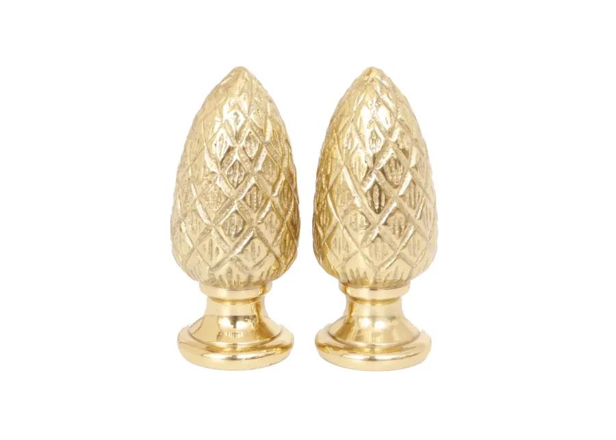 Brass Pine Cone Lamp Finials - a Pair By Interesting Things - Gold - Fits a standard size lamp harp