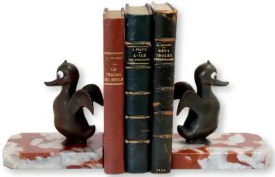 1920s French Bookends w/Duck - Rose Victoria - Red