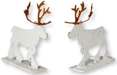 Salvaged Metal Moose - Set of 2 - New England Mercantile - White