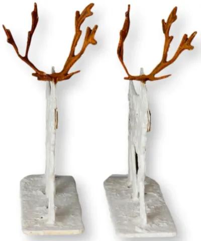 Salvaged Metal Moose - Set of 2 - New England Mercantile - White