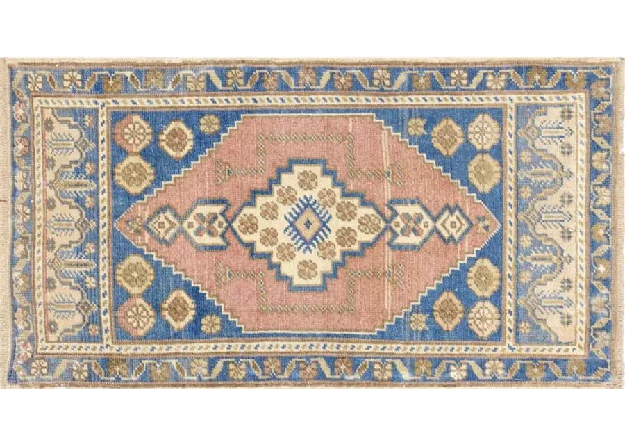 1960s Turkish Oushak Yastic - 1'10"x3'3" - Nalbandian - Blue