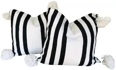 Moroccan Handloomed Pom-Pom Pillows - Pr - Eat Drink Home