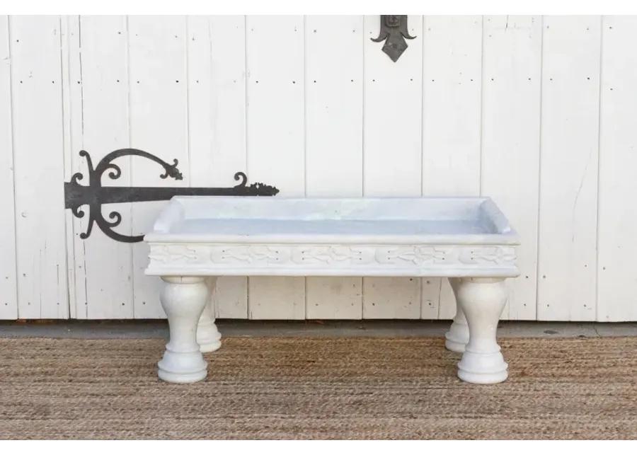 Handcarved Marble Trough Coffee Table - de-cor - White